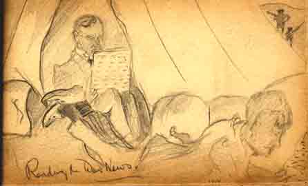 Father 'Reading the War News:' AHH Sketch. Aug. 1914.