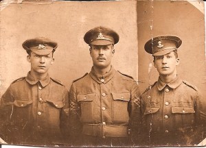 Centre: Sydney Hibbett. Sergt Training.1916. Does anyone recognise the other soldiers.
