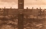 NO MAN'S LAND, CEMETERY FONQUEVILLERS:  WOODEN CROSS inscribed: " Unknown Sergeant, S. Stafford". Photo: Basil Hibbett 1920.