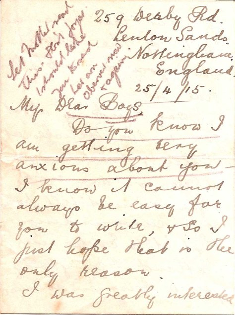 Mary Foster Letter 1915 April
