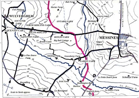 WULVERGHEM /MESSINES MAP of FARMS. redrawn with help of