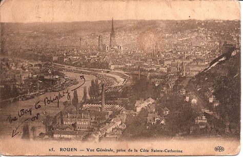 Rouen. 1915. PC to Ida Oct . 1915. from Bertie Hibbett.