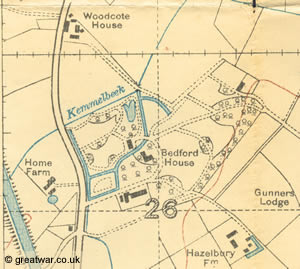 Bedford House: former Chateau Rosendal with woodland moats and lakes. Destroyed by shelling 1914-1918.