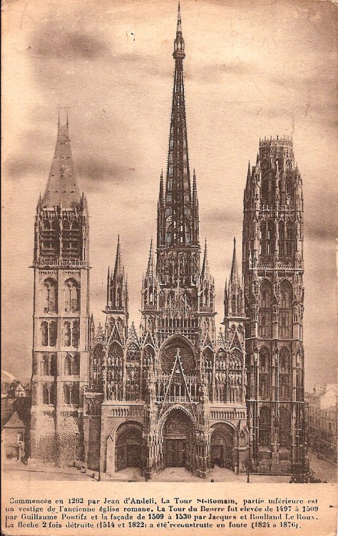 ROUEN CATHEDRAL Visited by Pte bertie Hibbett possibly on 8th Oct. 1915.