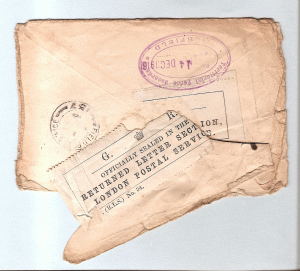 Back of enveliope 25th Apr. 1916.