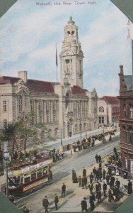 Post card new town Hall, Walsall 1905.