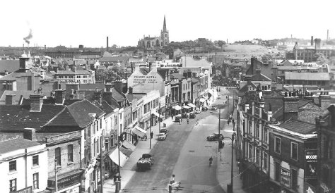 Park Street with St Matthews' Church on the hill. Christine 7 John Ashmore. Old PC.